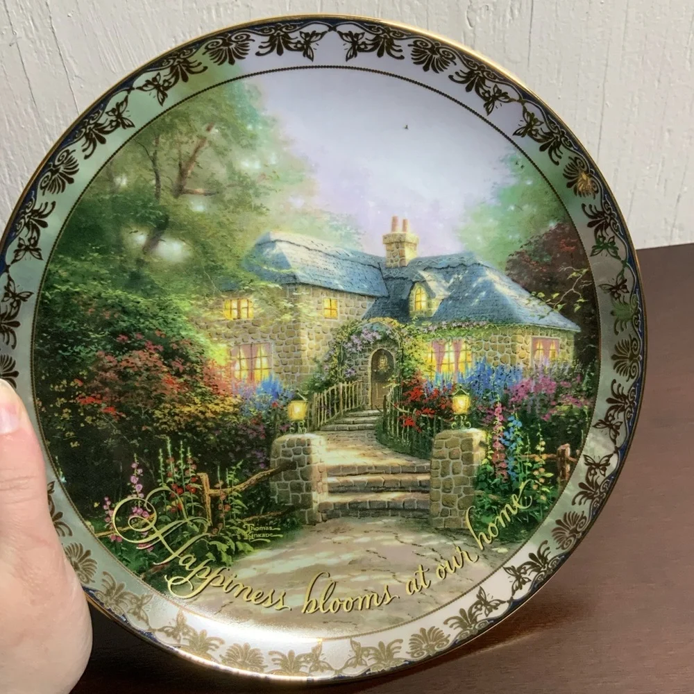 Bradford Exchange Thomas Kinkade Hollyhock House Happiness Blooms Plate 2001